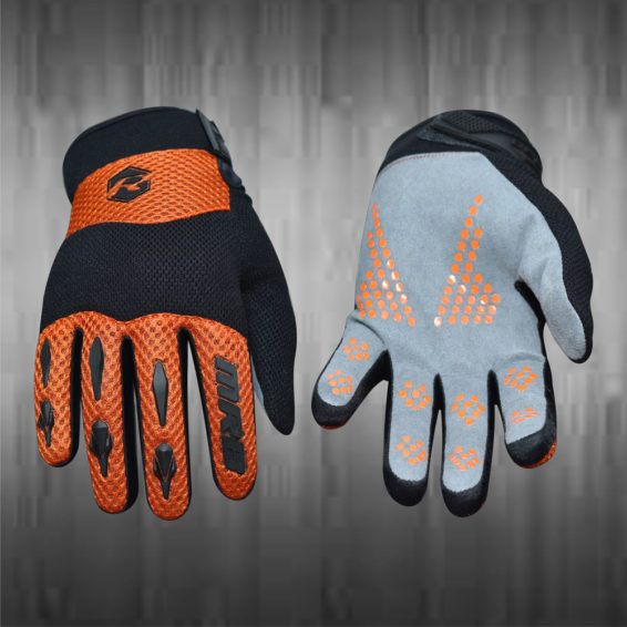 Orange and Grey Motocross Gloves